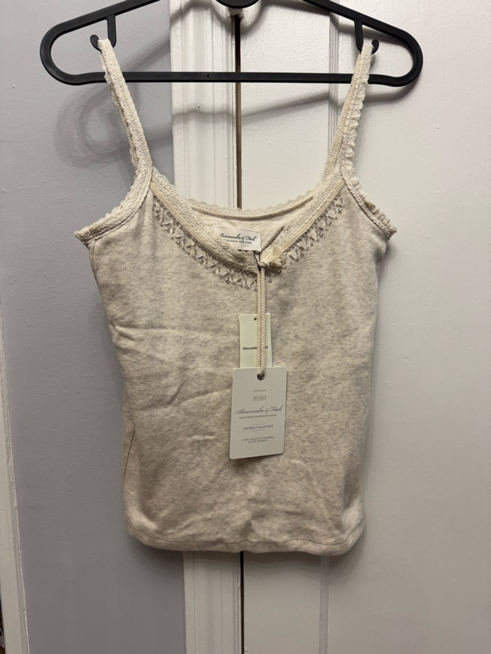 A&F Archive Embellished Rib Cami - Heather Oatmeal - Picture 3 of 12